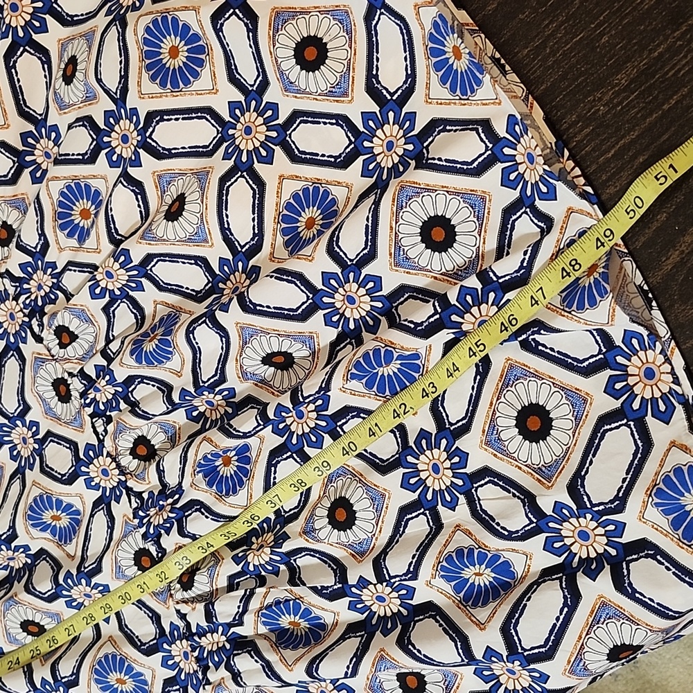 Maeve Anthropologie Blue White Pattern Midi Dress Bettina - Picture 9 of 10